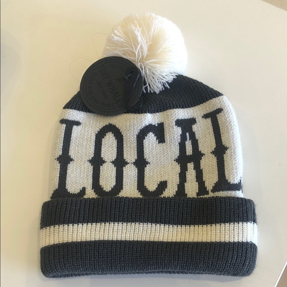 LOCAL Knit Pom Beanie in Cream and Black